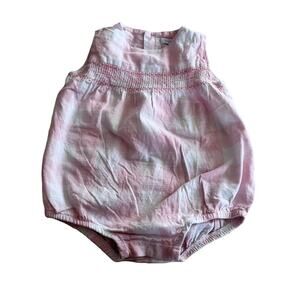 Baby girl summer gingham pink white checkered bubble one piece size 9 months